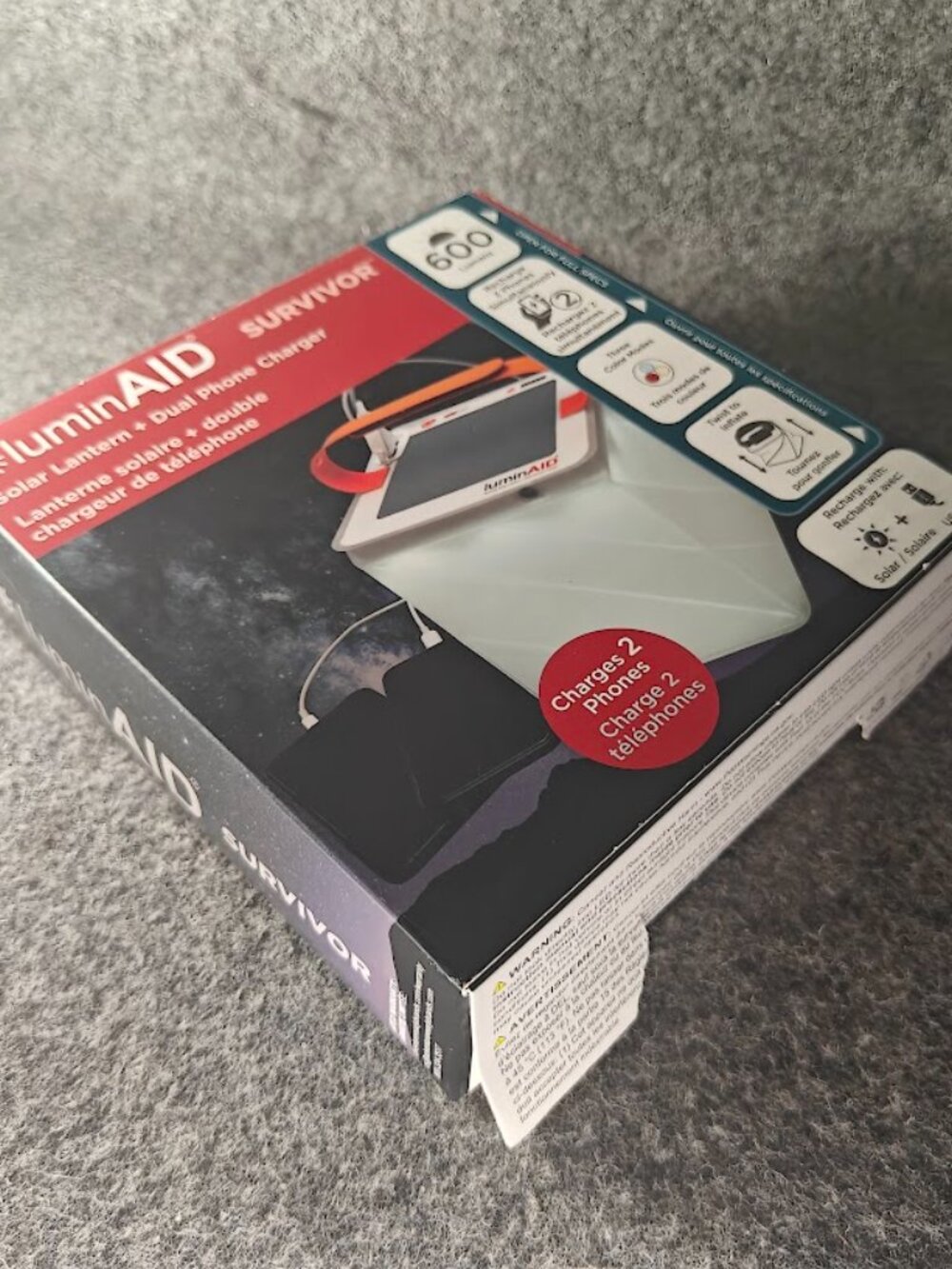 LuminAID Survivor Solar Lantern NEW 600 Lumens Dual Phone Charger USB/Solar - Picture 4 of 4